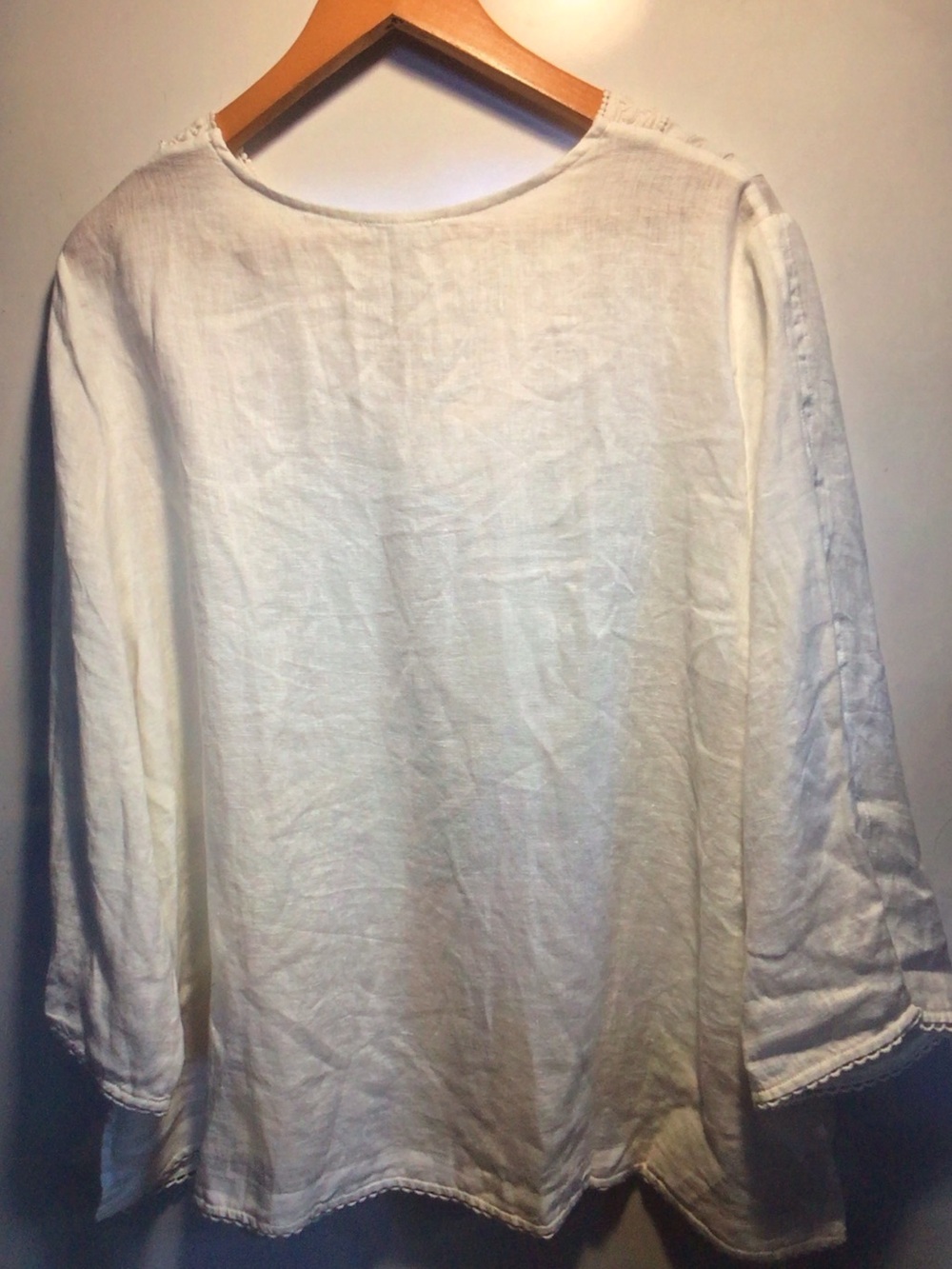 Johnny Was Cream Embroidered V-Neck Linen Tunic - Picture 7 of 15